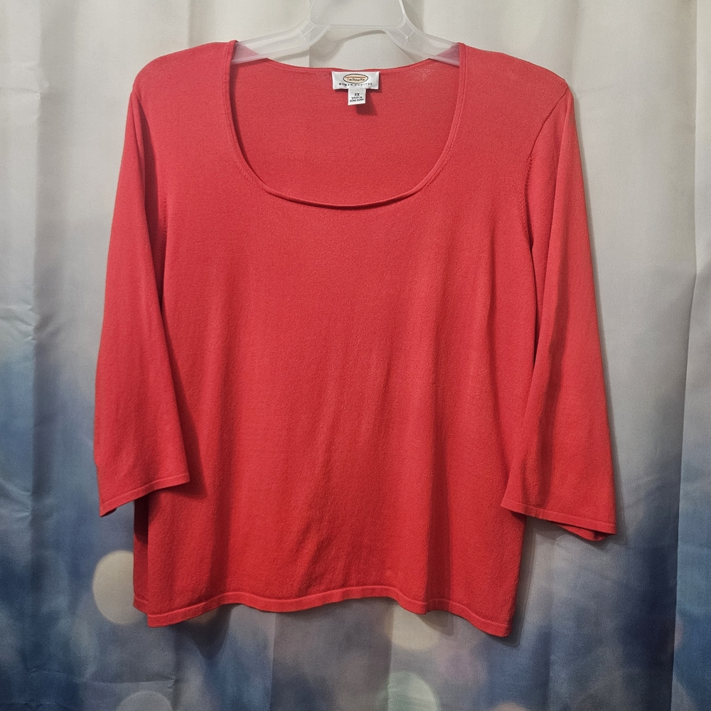 Talbots Red Elbow Sleeve with Cropped Blouse